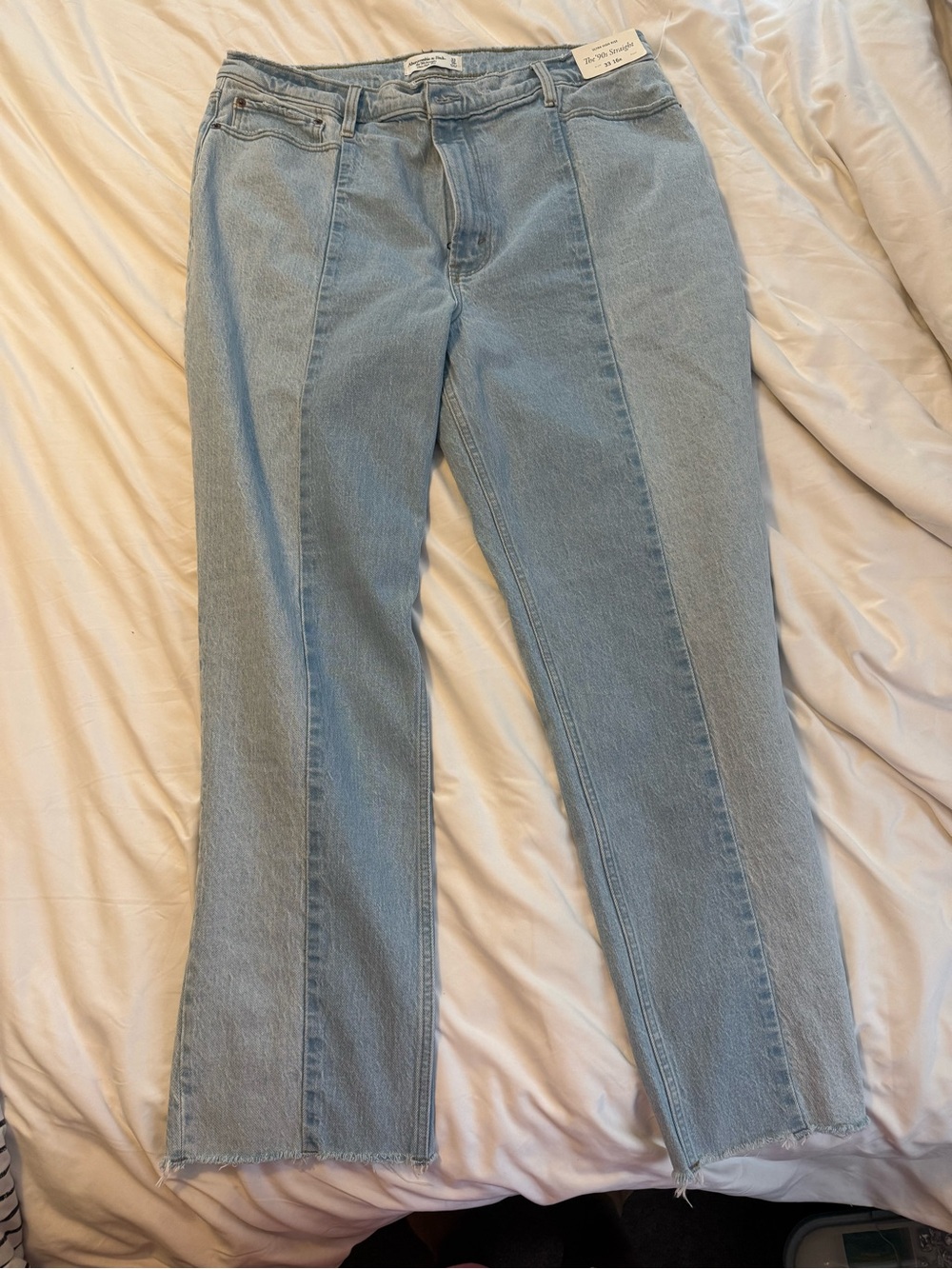 Abercrombie & Fitch Light Blue Two-Tone Flare Jeans